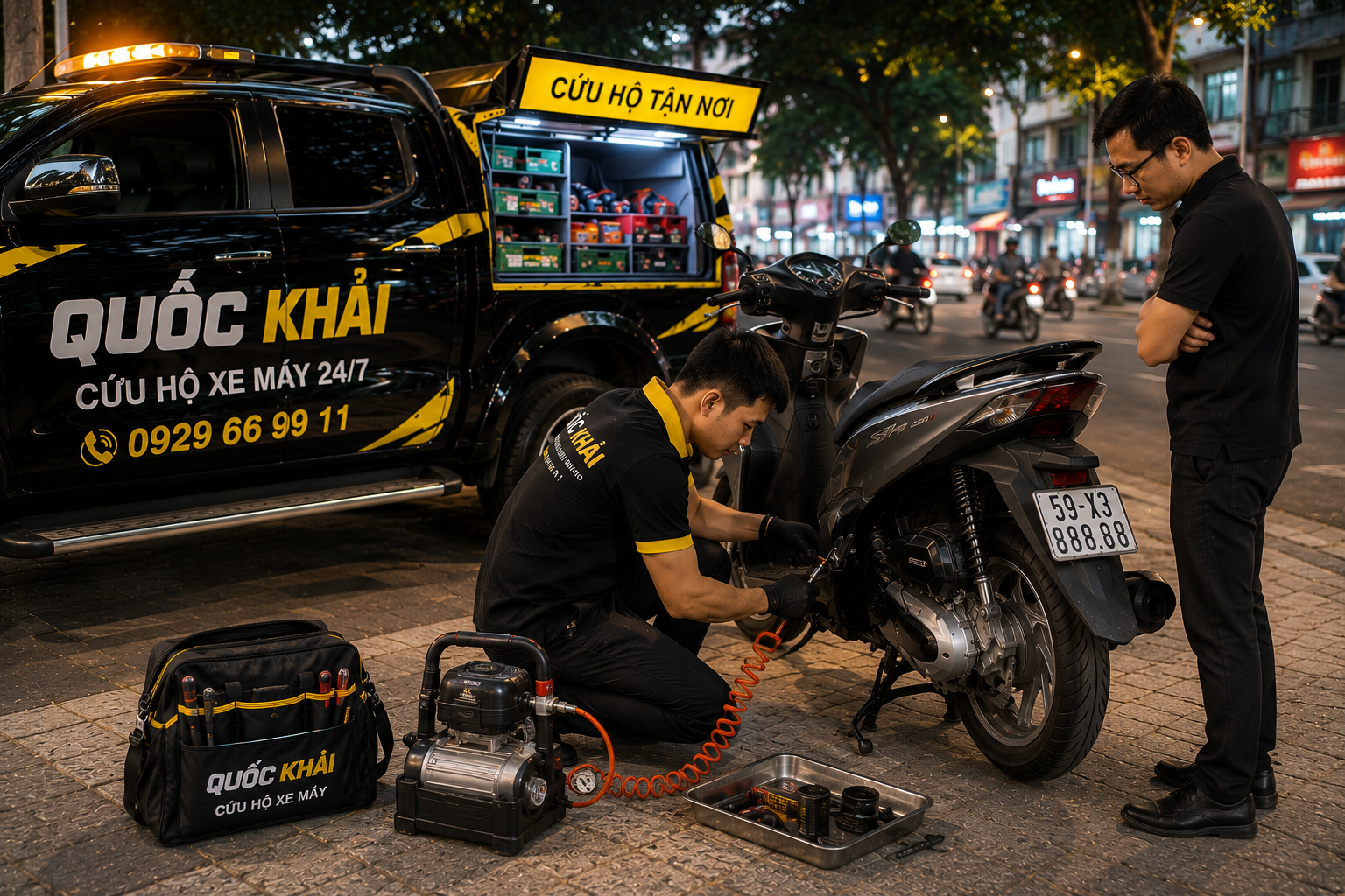 Cứu Hộ Xe Máy 24/7 Tận Nơi – Có Mặt Nhanh Chỉ Sau 15-30 Phút 6 Cứu hộ xe máy Quốc Khải