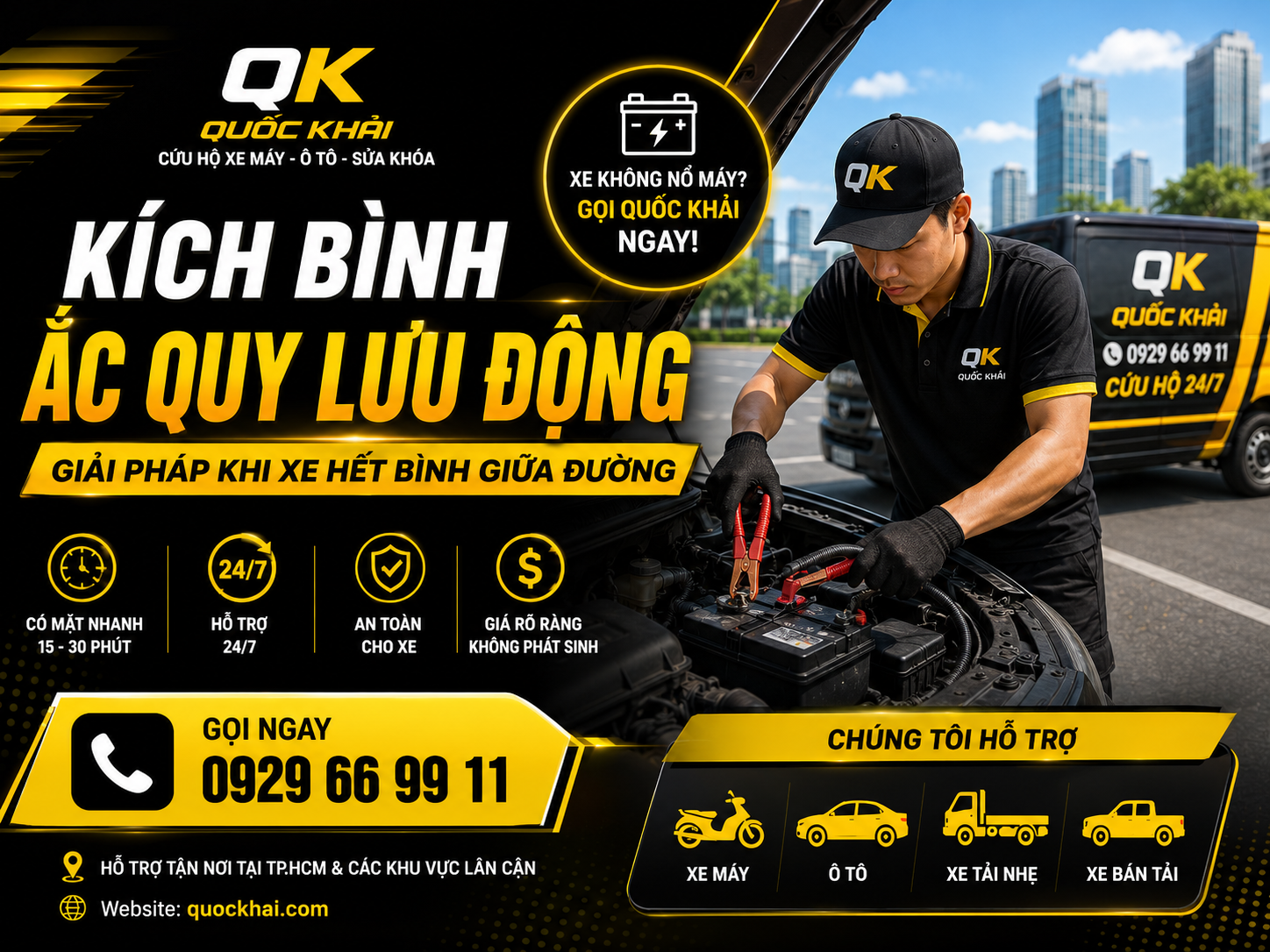 Kích Bình Ắc Quy Lưu Động – Giải Pháp Khi Xe Hết Bình Giữa Đường
