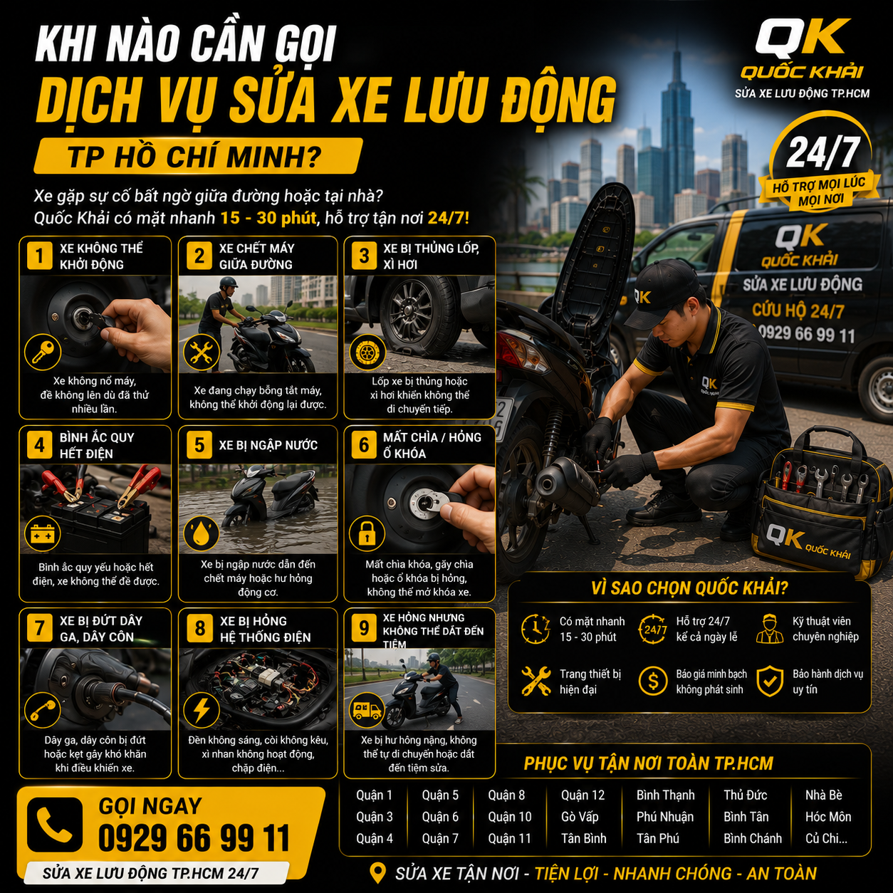 Khi Nào Cần Gọi Dịch Vụ Sửa Xe Lưu Động TP Hồ Chí Minh?
