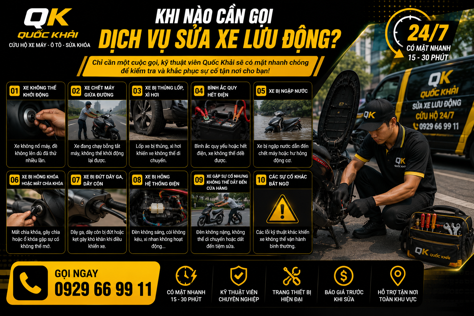 Khi Nào Cần Gọi Dịch Vụ Sửa Xe Lưu Động?