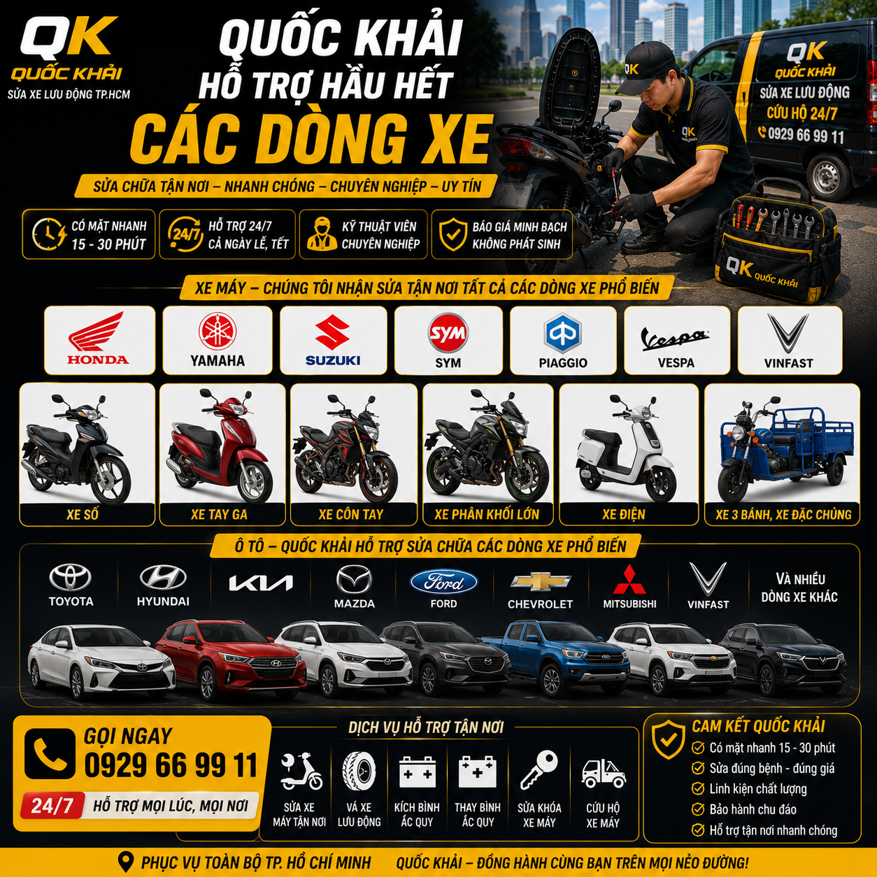 Quốc Khải Hỗ Trợ Hầu Hết Các Dòng Xe