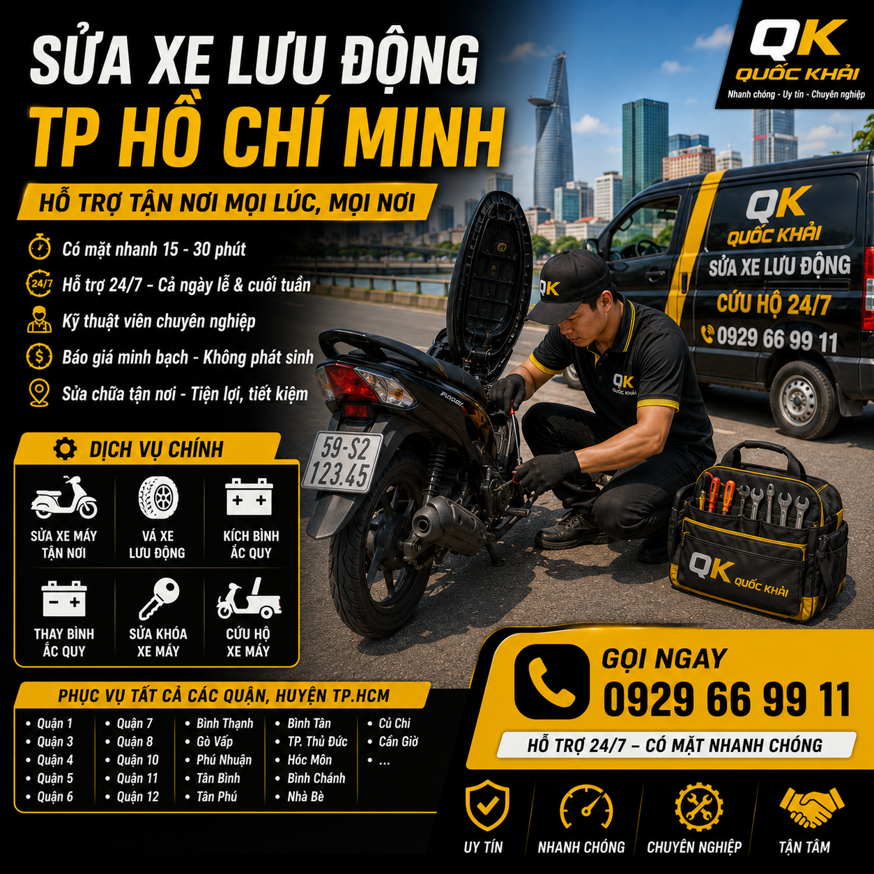 Sửa Xe Lưu Động TP Hồ Chí Minh – Hỗ Trợ Tận Nơi Mọi Lúc, Mọi Nơi